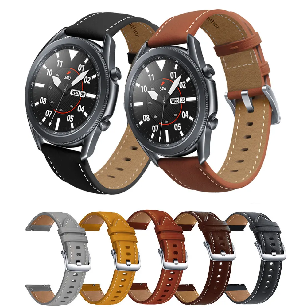 

22 mm Watchband For Samsung Galaxy Watch Active 2 Active 3 Gear S2 Leather Watch Band Strap Bracelet for Huami Amazfit bip