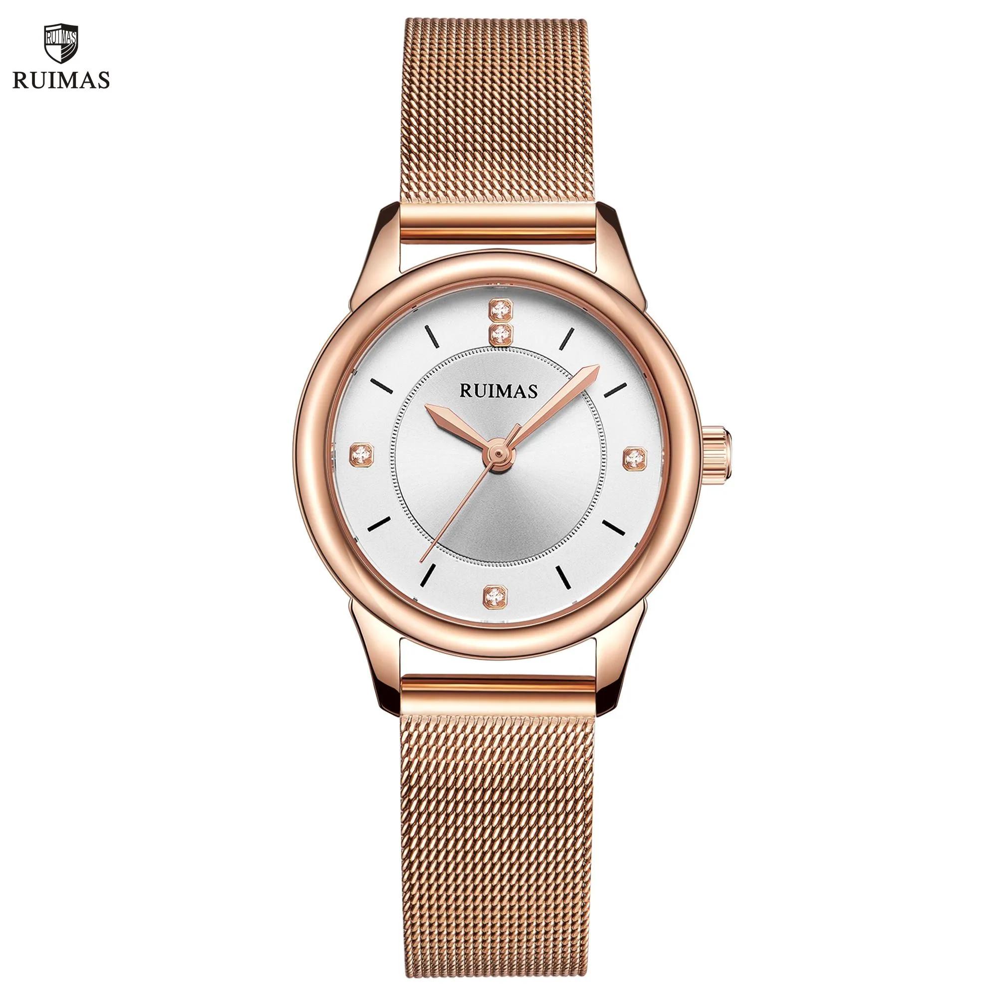 RUIMAS Women Watches Luxury Fashion Female Quartz Watch Steel Mesh Ladies Wristwatch Elegant Dress Clock Relogio Feminino 6779