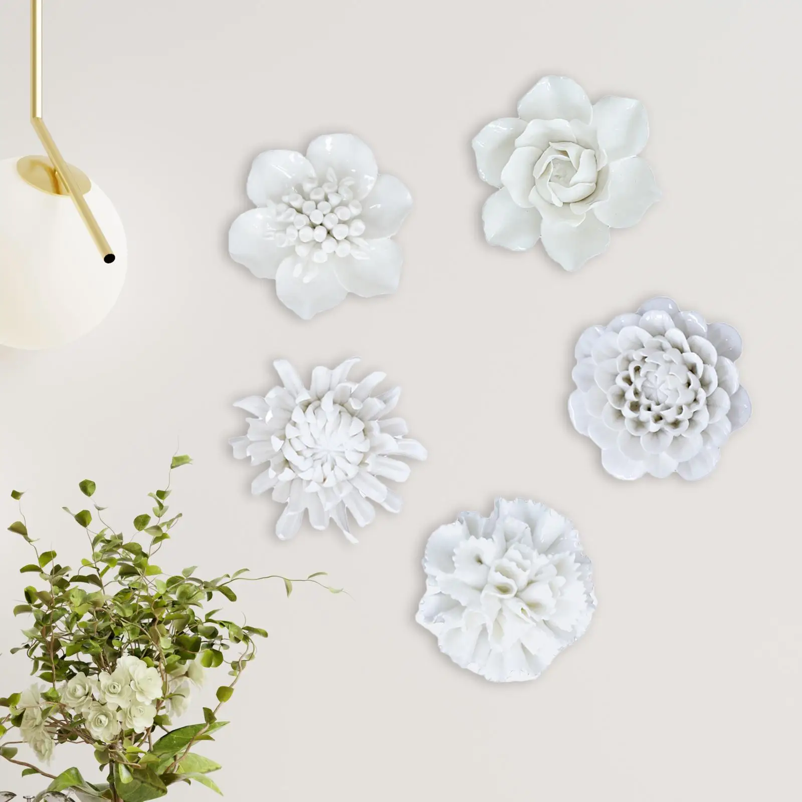 

Ceramic Flower Wall 3D Hanging Porcelain Flowers Unique Handcrafted Artificial