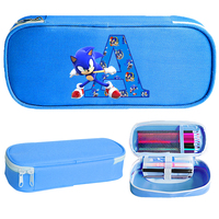 New Sonics Pencil Case Anime A-Z Letter Print Pen Pouch Cartoon Stationery Supplies Portable Storage Bag Back To School Gifts