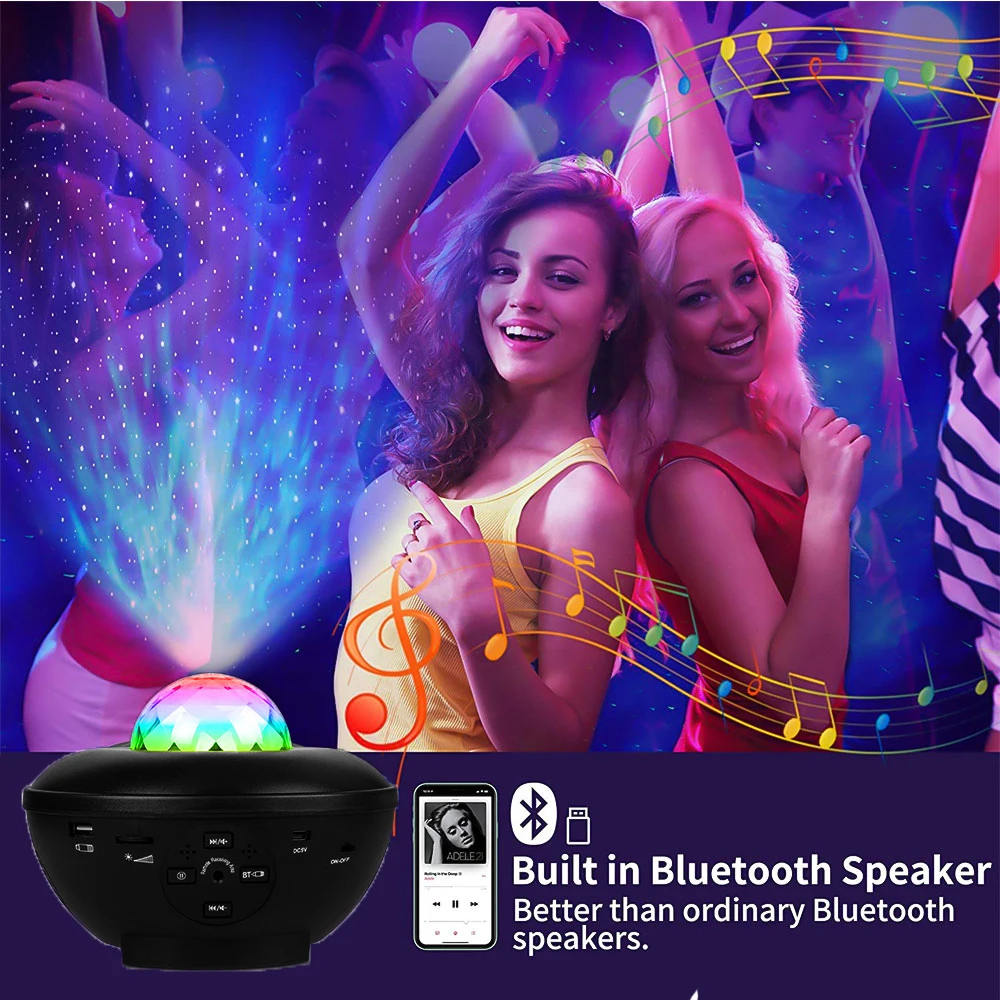 LED Christmas Star Projector 5V/DC LED Ocean Wave Projector Music Speaker with 15 different colors wifi starry light projector