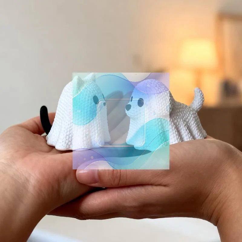 3D Printed Ghost Cat Dog Figurine Halloween Cute Mini Statue Ornament For Home Desktop Party Decoration