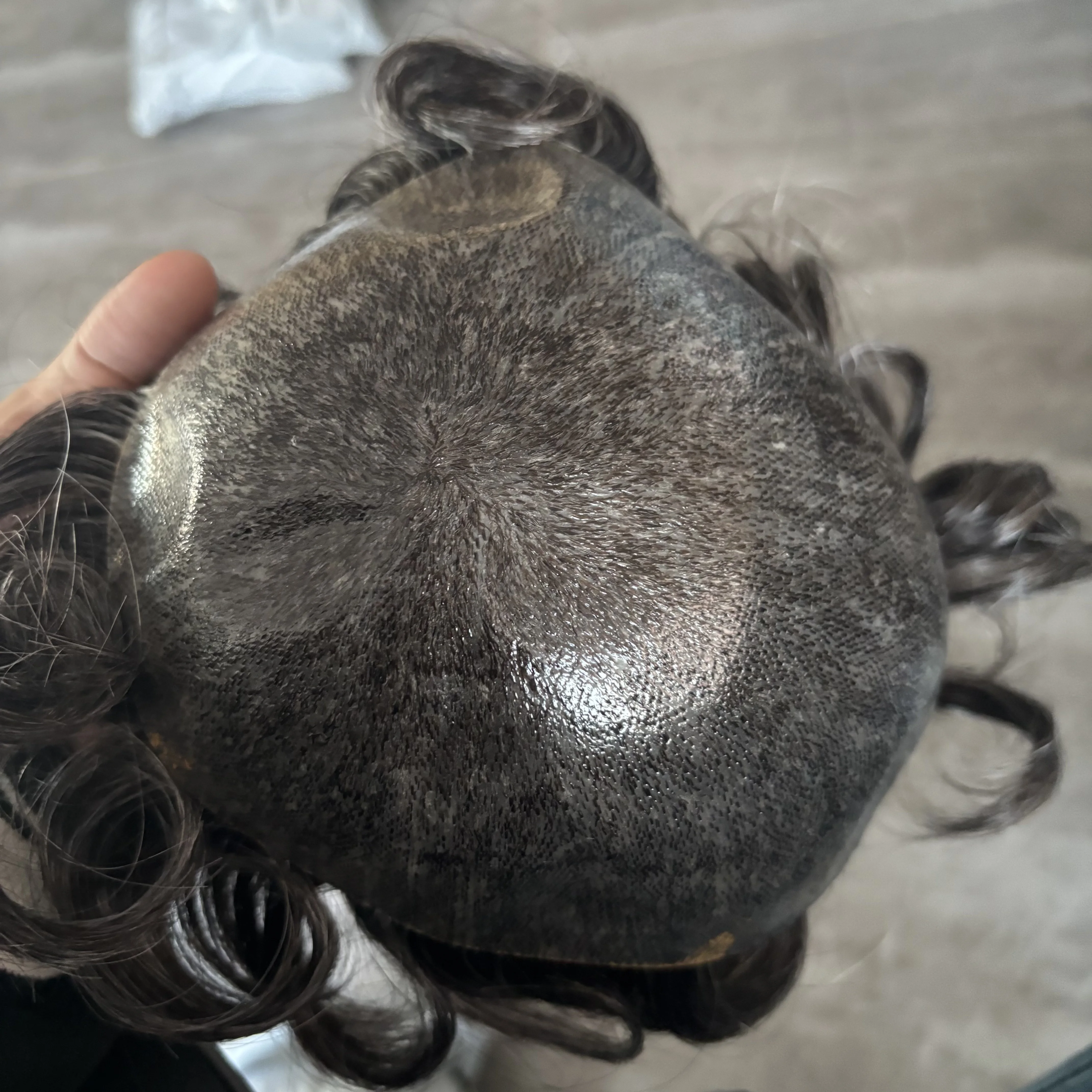 سوبر خط الشعر الطبيعي 0.1 مللي متر كامل بولي Base قاعدة الرجال الشعر المستعار بني داكن أسود رمادي رجل الباروكات سوبر دائم رقيقة الجلد رجل نظام الشعر #6