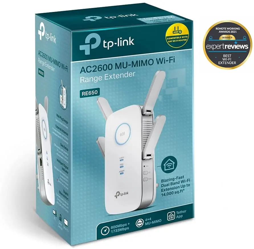 TP-Link Universal Dual Band Range Extender, Broadband/Wi-Fi Extender, wi-Fi Booster/Hotspot with 1 Gigabit Port and 4 Antennas