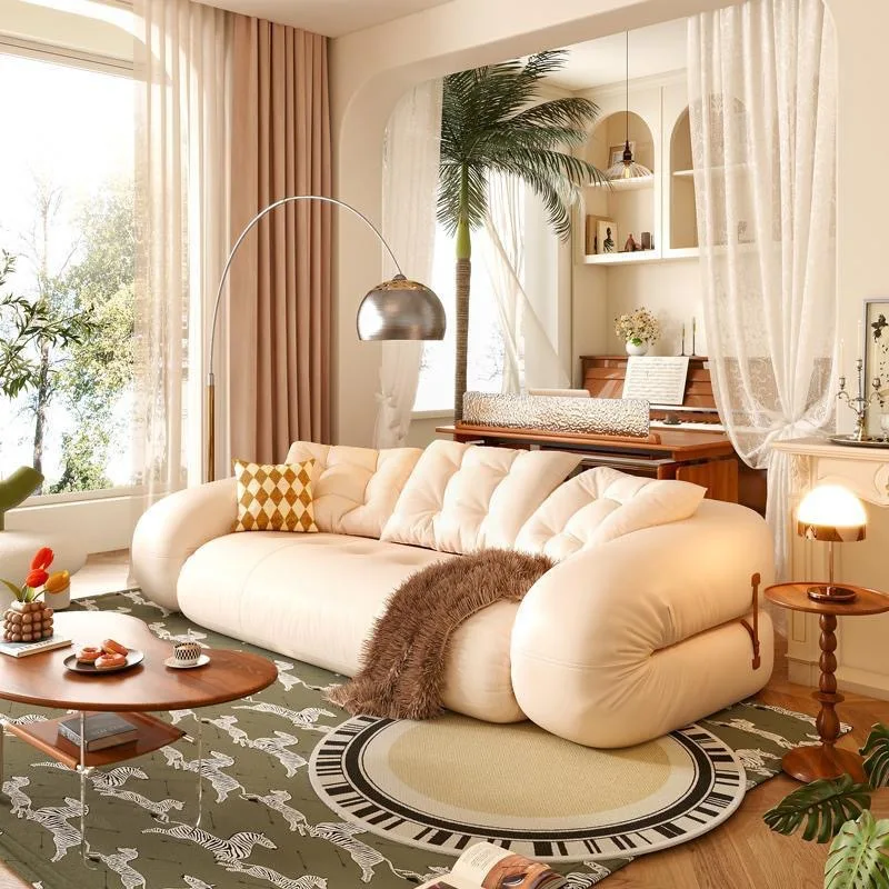 Multifunctional folding family sofa bed, small apartment living room cat scratching skin can sit and lie down lazy sofa