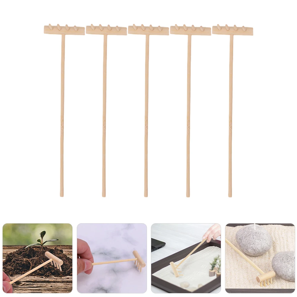 

5pcs Garden Sandbox Rakes Crafts Children Portable Tabletop Rakes Sand Painting Miniature Rakes Crafts for Home Sandbox Toys