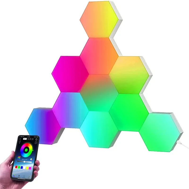 RGB LED Hexagon Light Quantum Wall Touch Night Light APP Remote USB Modular Lamp DIY Decoration