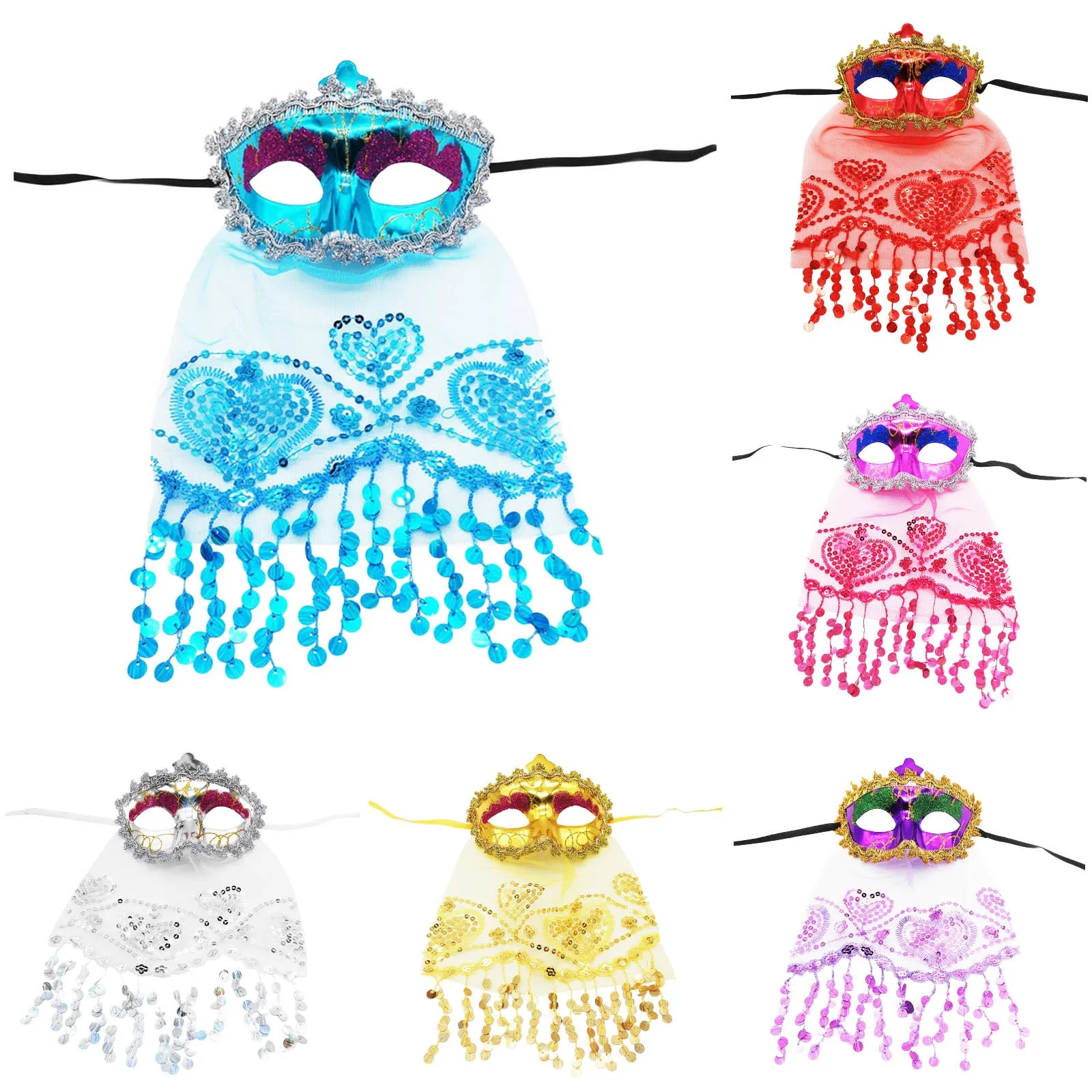 

Costume Veils Mask Sexy Lady Dance Party Sequins Venetian Mask Wedding Carnival Performance Eye masks Cosplay Party Props