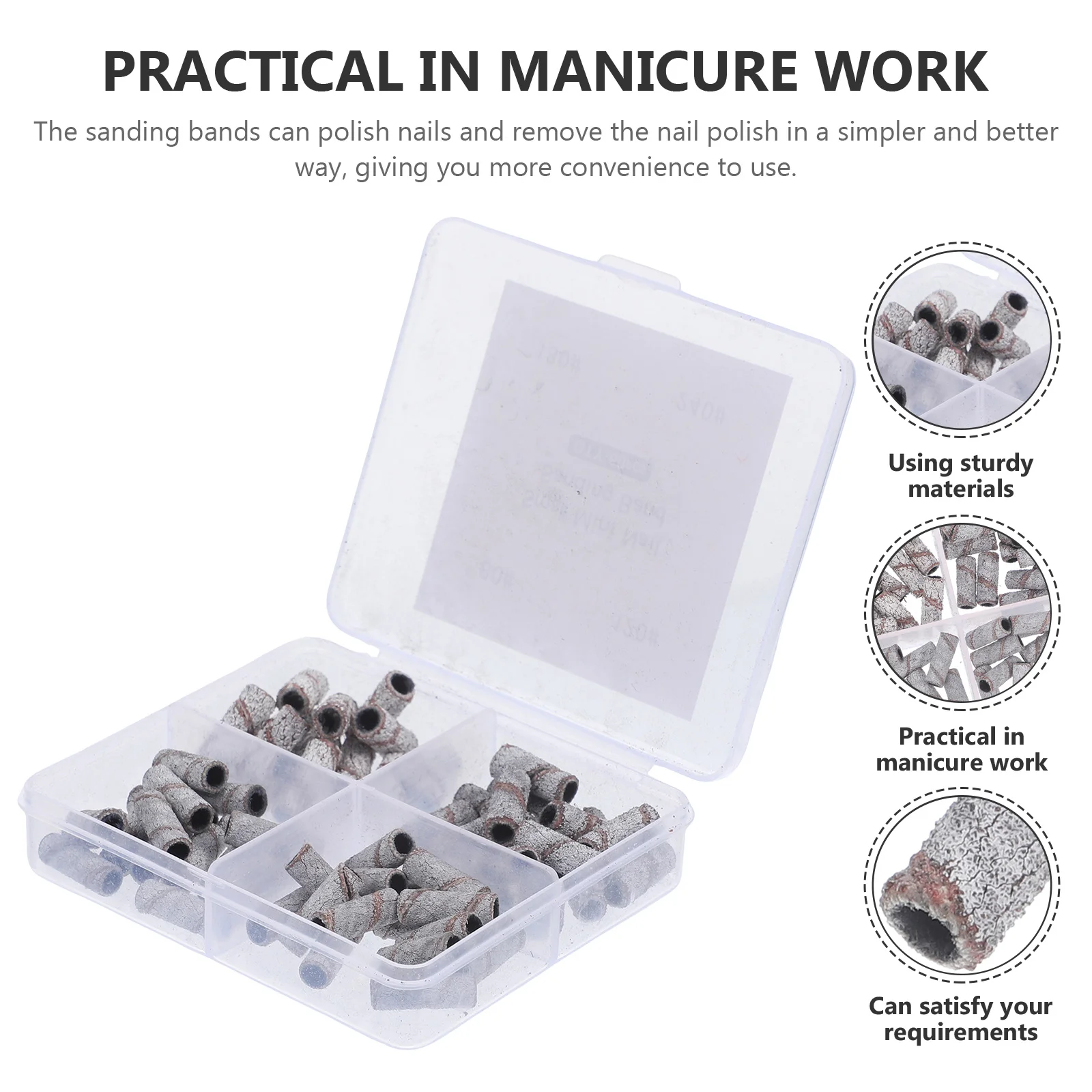 

60Pcs Sanding Bands Nail Drill Core Durable Manicure Supplies Nail Art Sanding Bands Gel Polish Remover Mandrel Bit for Nails