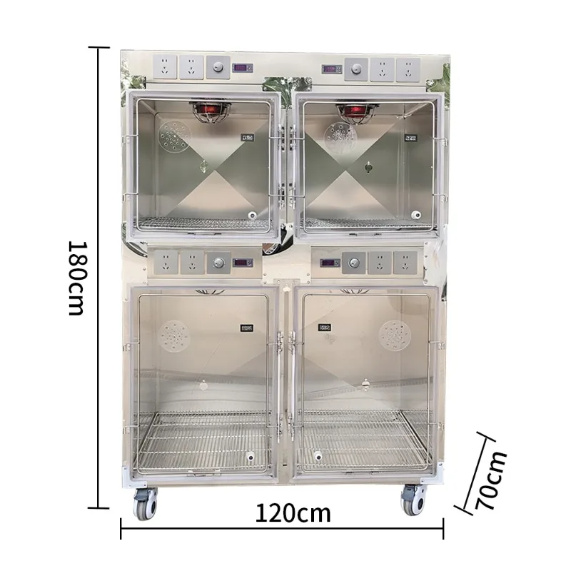 Reusable Stainless Steel Oxygen Cage with Red Warm Light Critical Care Hospital ICU Pet Operation Features for Dog Other Animals