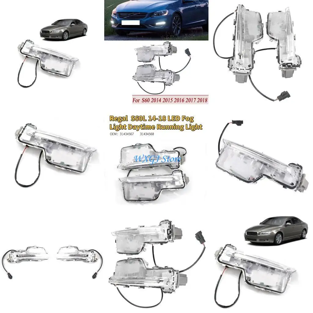 

37JE 1 Pair Front Daytime Running Light for S60 S60L 14-18 31434567 31434568