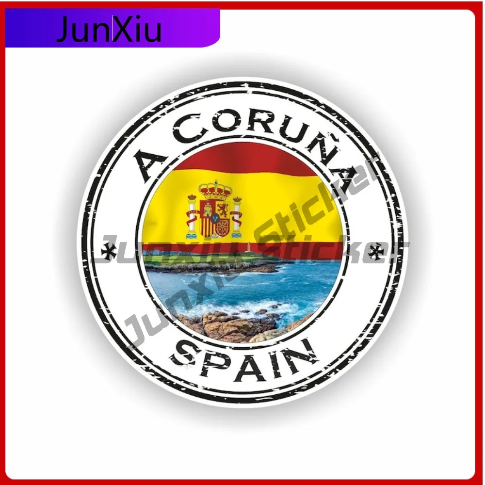 

A Coru a Spain Cool Helmet Anti Scratch Decoration Art Round Sticker Seal Sticker Truck Wall Boat Cool Trendy Stylish