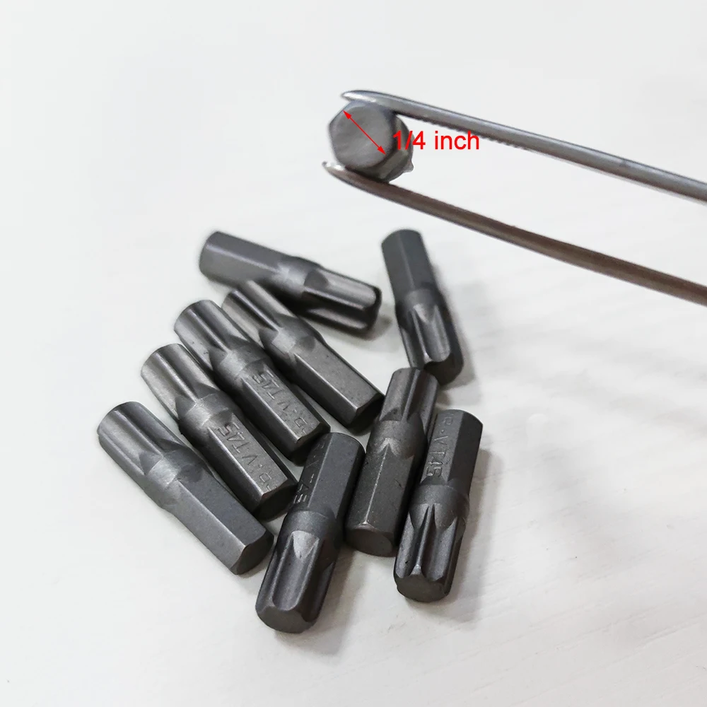 10pcs 1/4 inch Shank Torx T45 Bit Set 25MM Long Torx Screwdriver Bits Kit For Hand Tool 6 Point Spline Screw Driver Tip