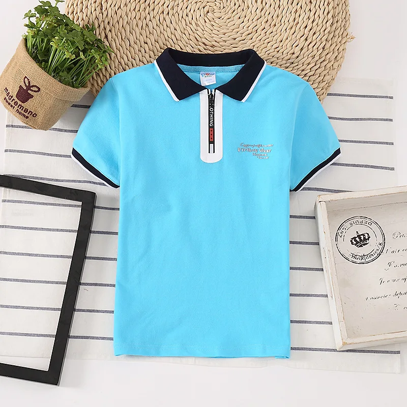 New Baby Polo Shirt 100% Cotton Boy Short-Sleeved T-shirt Childrens Medium and Large Kid Summer adolescent Clothing Girl T-shirt