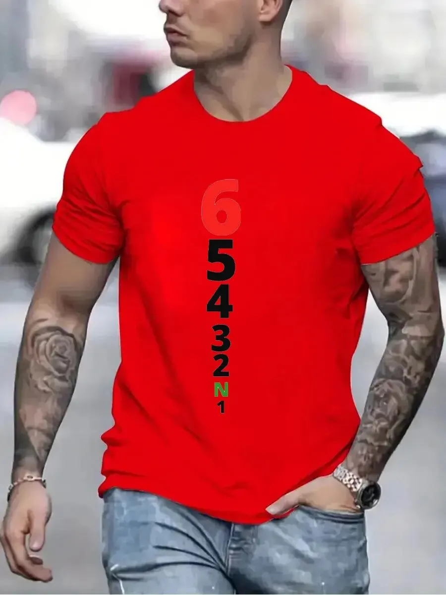 Vintage T-Shirts for Men Manual Transmission 1N23456 Motorcycle Speed Print Top Oversized Tee Hip Hop T-Shirts Women Clothing