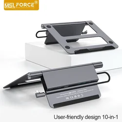 USB-C Docking Station aluminum notebook support dual HDMI Monitors Foldable Laptop Stand  for MacBook Tablet holder bracket  pc