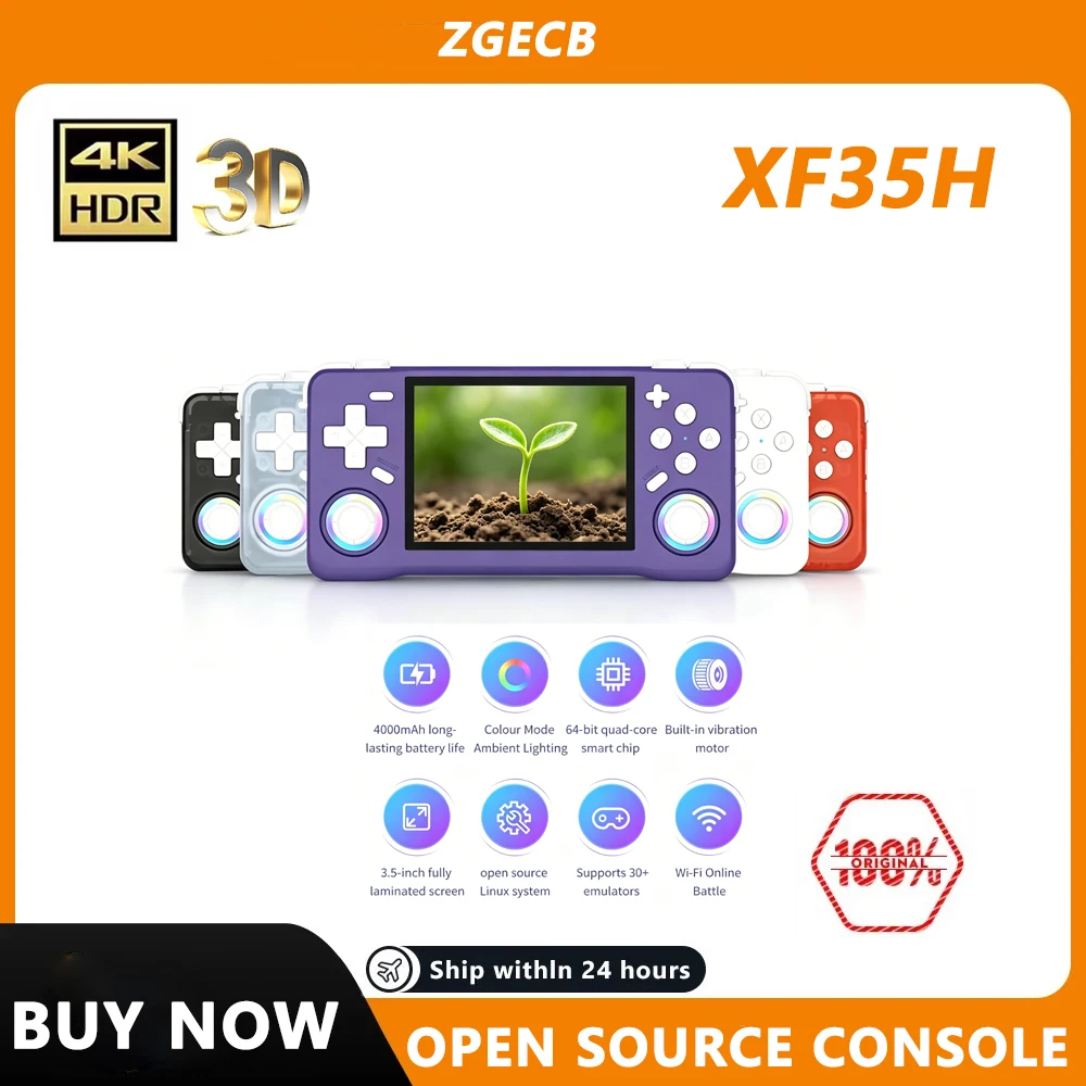 FLLAPT XF35H Retro Handheld Game Console Linux System 3.5inch 640*480 IPS Screen 4000mAH Long Battery Life Pocket Video Playe