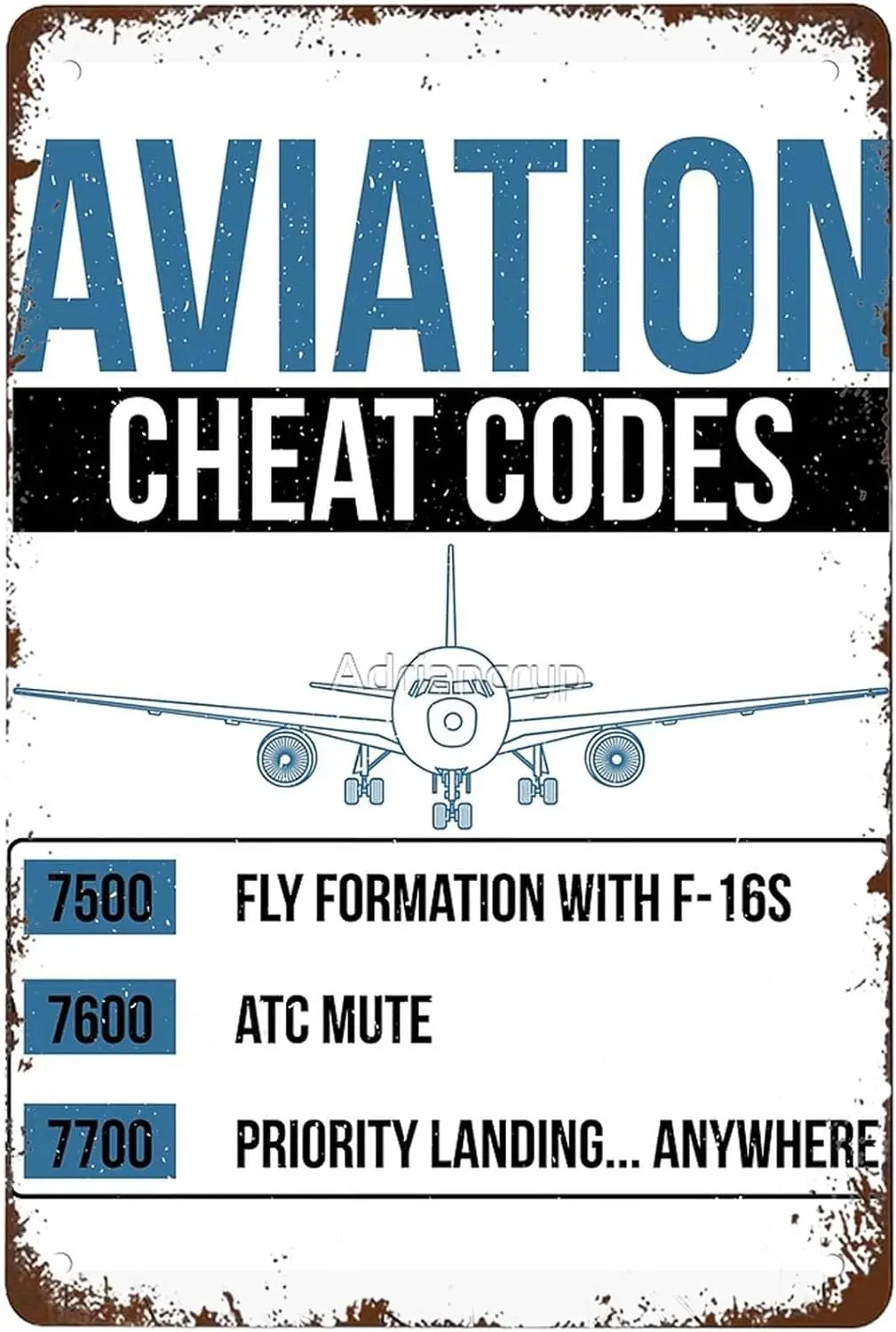 Funny Aviation Cheat Codes Fun ATC Pilot Geschenk Signs Wall Decor Vintage Metal Tin Sign Art Poster Fun Office Pub Kitchen Cafe