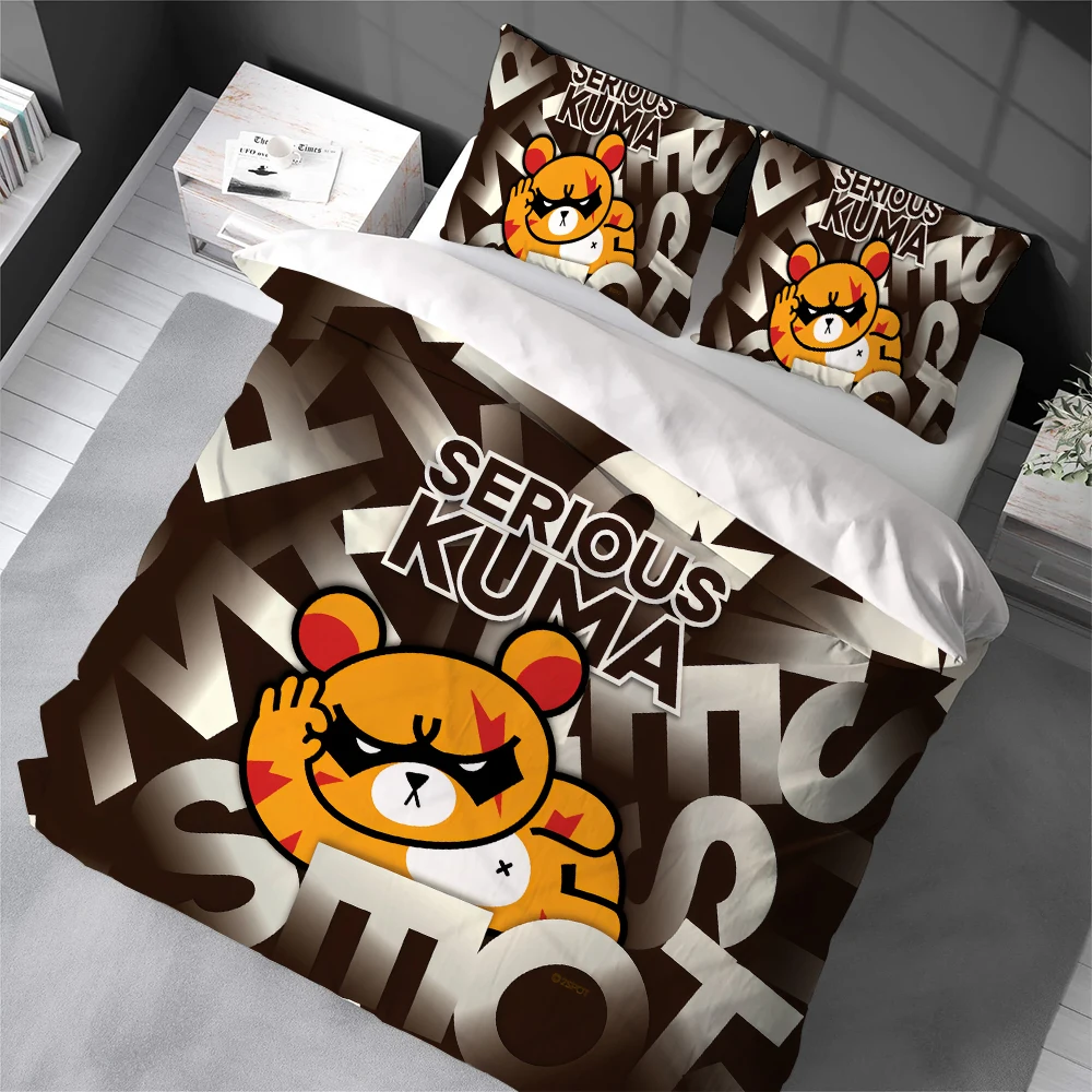 

Serious-S K-Kuma Duvet Cover Set Home Style Bedding Soft Laundry Cotton Bed 3 Piece Set Student Dormitory Gift