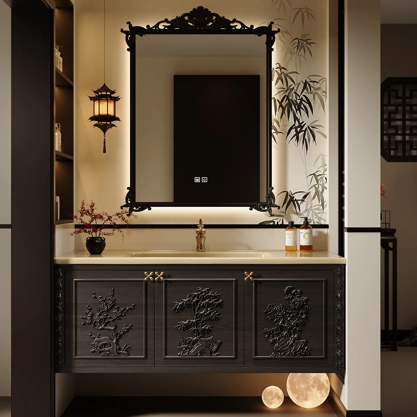 

Oak bathroom cabinet combination bathroom washbasin ceramic integrated washbasin