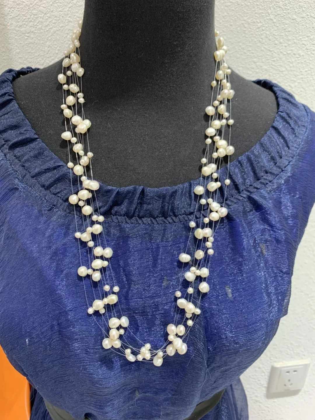 

natural fresh water pearl necklace long necklace white 80CM multi layers real pearl fashion women jewelry MiYI
