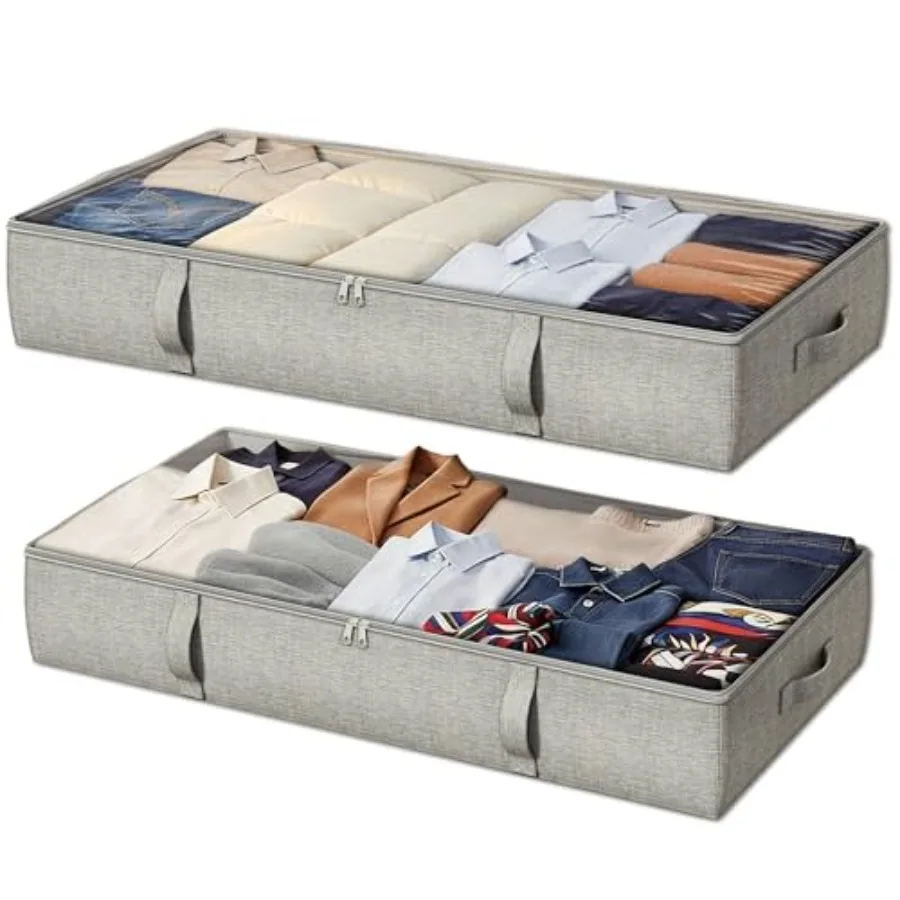 

2-Pack Under Bed Storage Containers Underbed Clothes Storage Organizer Bin with Sturdy Sidewalls/Bottom Underbed Storage Bs 2 S