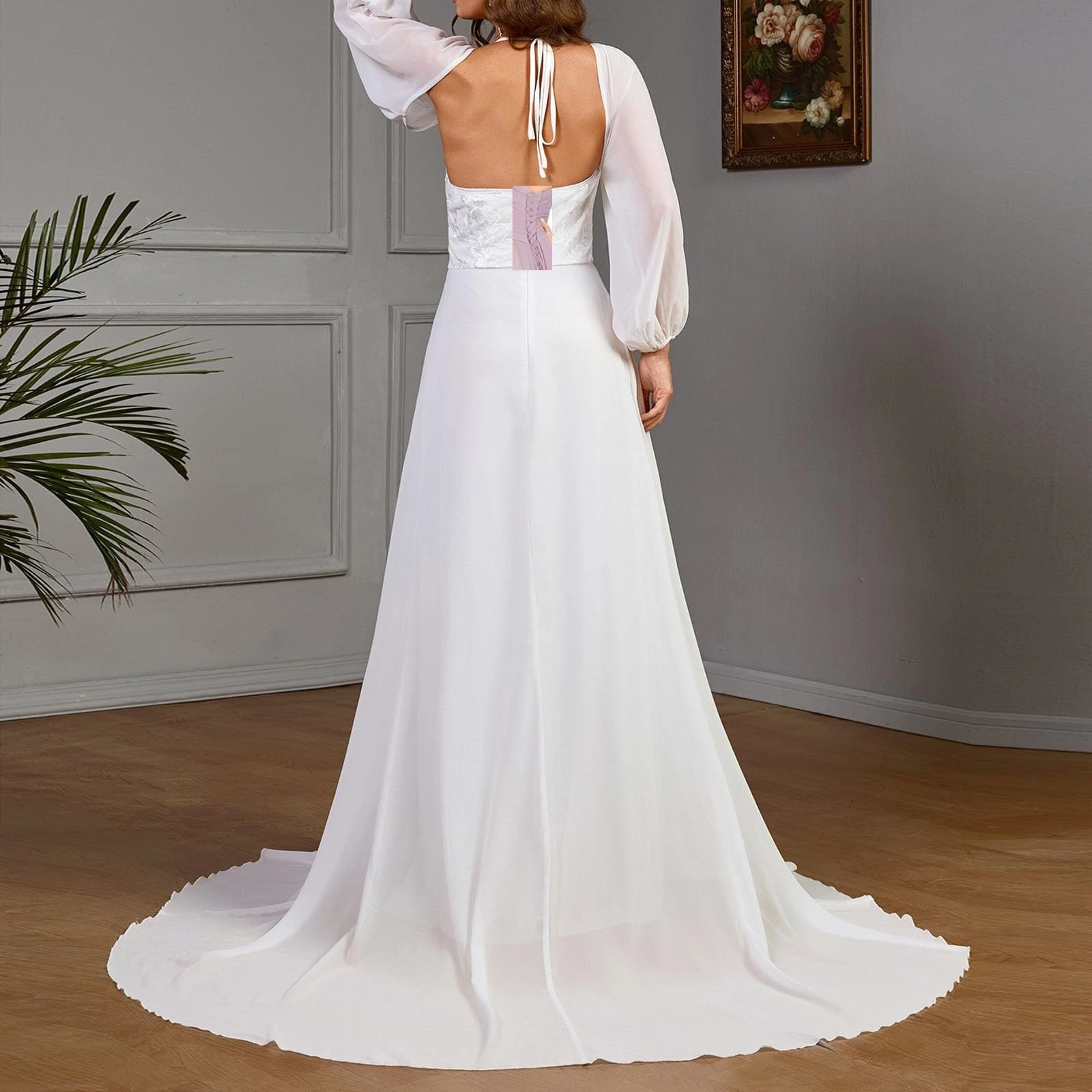 Mulheres elegantes branco maxi vestidos formais sexy rendas manga longa vestido de casamento até o chão vestidos de festa à noite de baile