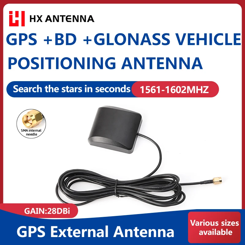 HONGXIN Car Antenna, Popular Model, Supports GPS/GLONASS/GALILEO Systems, with a 1-meter SMA RF Connector