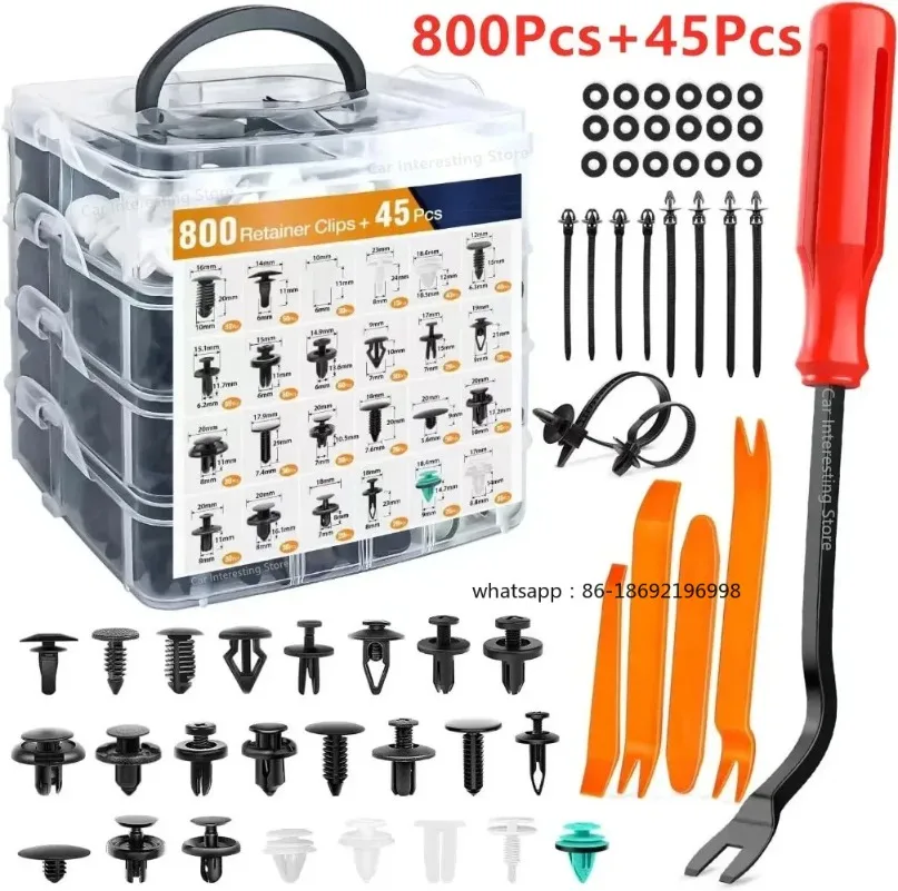 800pcs-100Pcs Car Fastener Clip Kit Fender Rivet Plastic Clips Auto Body Push Retainer Pin Rivet Bumper Door Trim Panel Repair