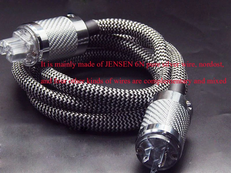 High End Hifi Power Cable Cord JENSEN 6N Pure Silver Nordost Multiple Mixed  AC US Plug Audio CD Amplifier AMP Tube Amplifier