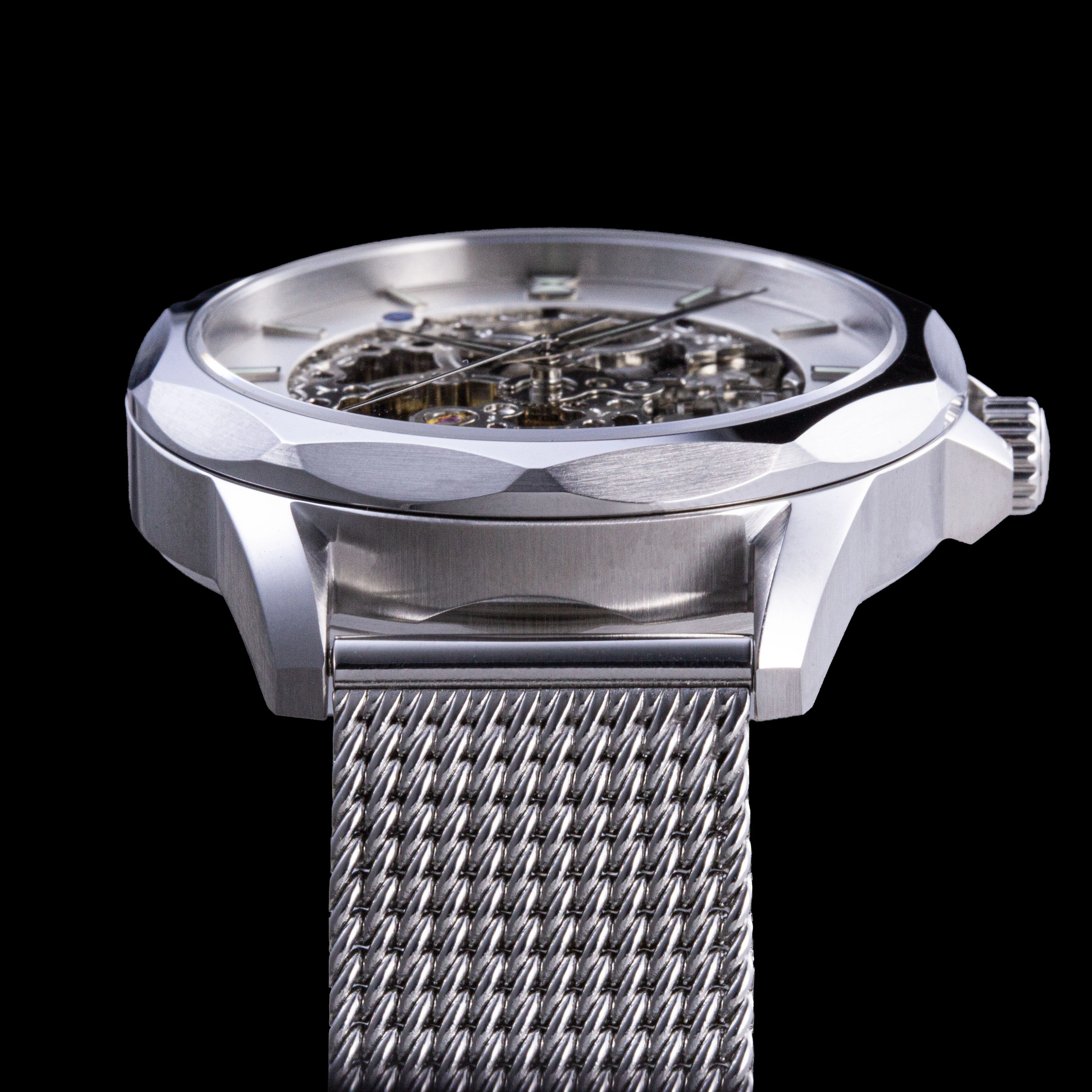 Horolo 42mm Skeleton Men' Mechanical Watch 5ATM Stainless Steel Sapphire Crystal Super-LumiNova Sea-Gull Movement ST1602K H614