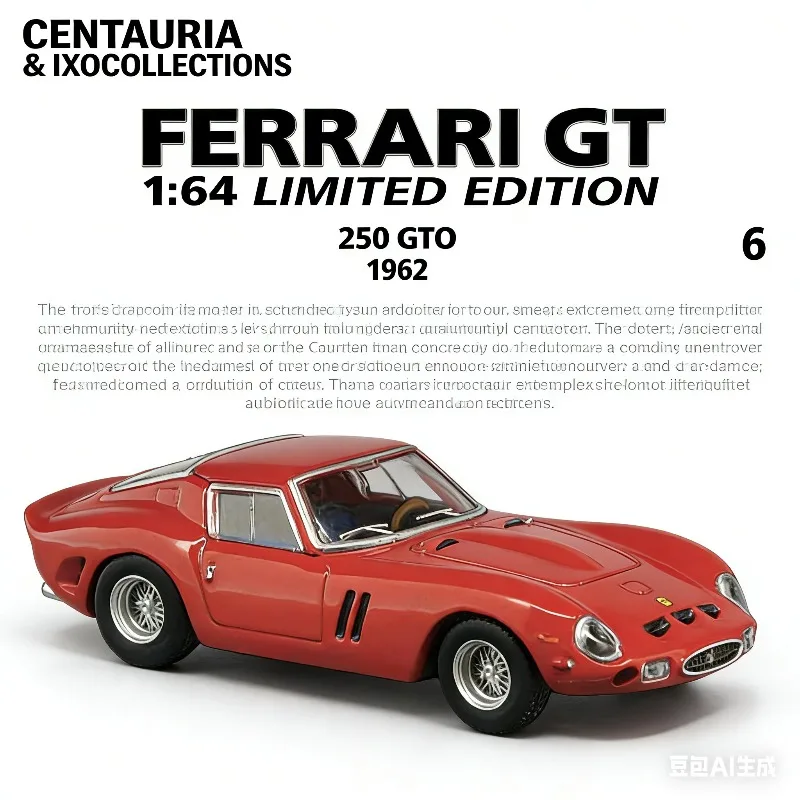 

Centauria & IXO Book Car 1:64 250 GTO Simulation Alloy Automobile Model, Boys' Toy, Adult Collection Decoration Item.