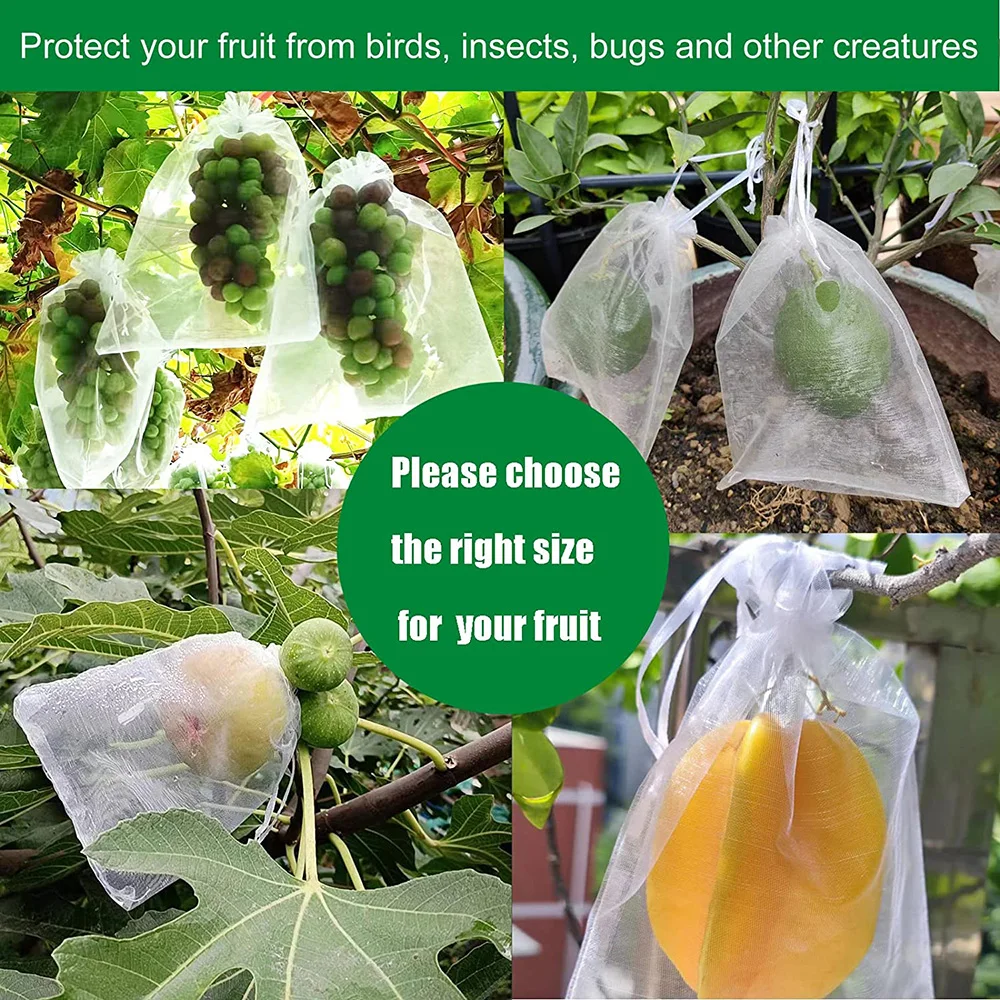 50PCS Garden Plant Nylon Insect Proof Mesh Bag Protect Fruits And Vegetables Multi-function Breathable Plants Protect Bags