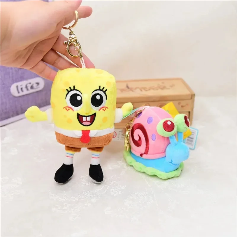 Kawaii dos desenhos animados bob esponja patrick estrela brinquedo de pelúcia chaveiro ponto criativo gary mochila pingente lula molusco tentáculos amigos presentes