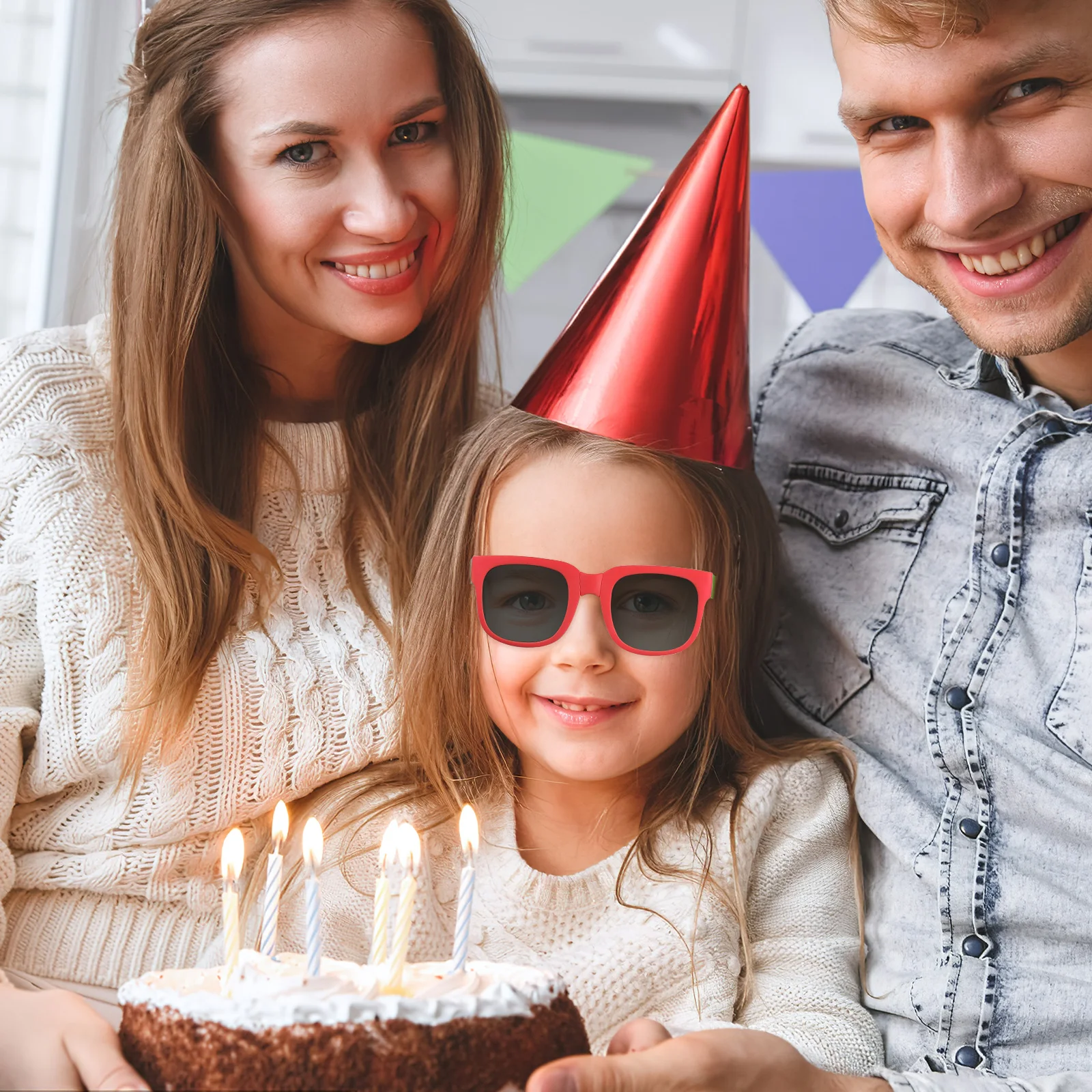 

6 pcs Foldable Kids Sunglasses UV Protection Clear PC Lenses Comfortable Design Scratch Resistant Toddler Glasses Party Favors