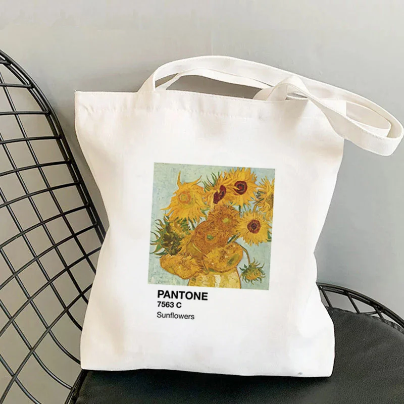 Shopper Van Gogh Img Gedruckt Kawaii Tasche Harajuku Frauen Einkaufstasche Leinwand Shopper Tasche Mädchen Handtasche Tote Bag Schulter Dame tasche