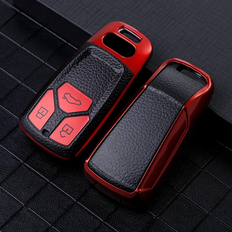 

TPU Leather Car Key Case For Audi A4 B9 Q5 Q7 TT TTS 8S 2016 2017 Car Accessories Remote Control Key Cover Keychain New Keychain