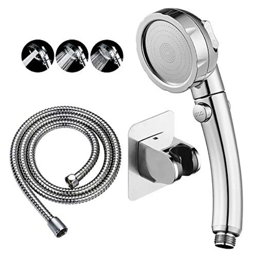

Drill-Free High Pressure Handheld Shower Head with ON/OFF Pause Switch 3 Spray Modes Water Saving Showerhead, Detachable Puppy