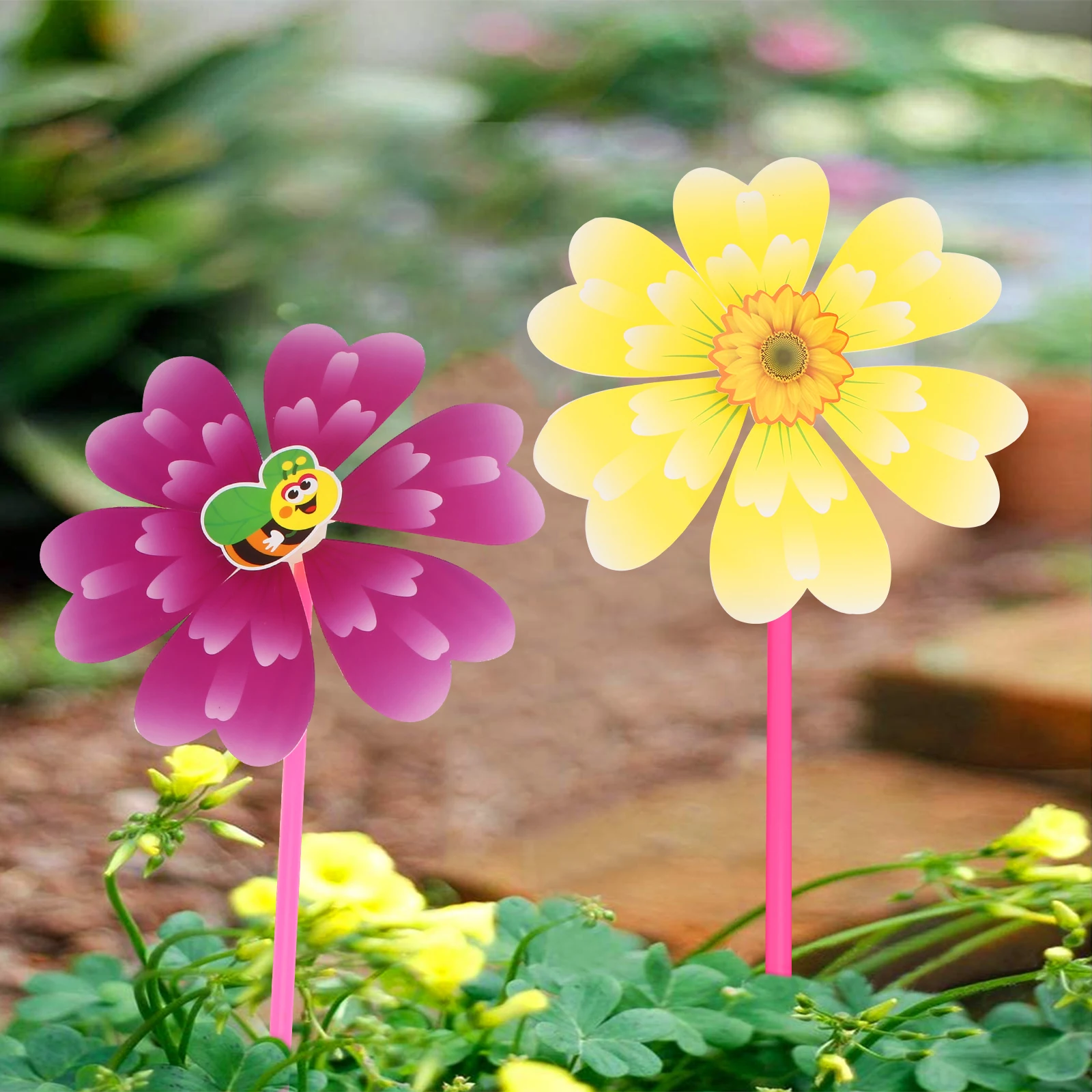 

10pcs Windmill Craft Decorative Winnower Plastic Outdoor Toy Childrens Playground Kindergarten Garden Pinwheel Miniature Model