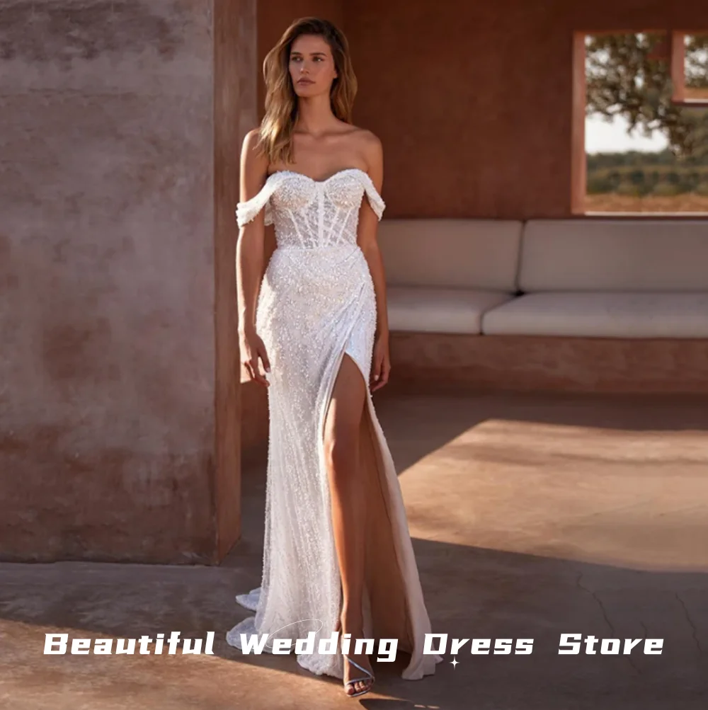 

Elegant Sexy White Mermaid Wedding Dresses Sweetheart Wedding Gowns Beach Prom Dress Custom Size Wedding dresses فساتين سهرة