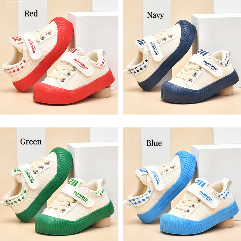 2023 New Autumn Spring Kids Canvas Shoes Baby Boys Girls Non-Skid Toddler Pre walker Hook$ Lock Casual Shoes Sport Sneakers