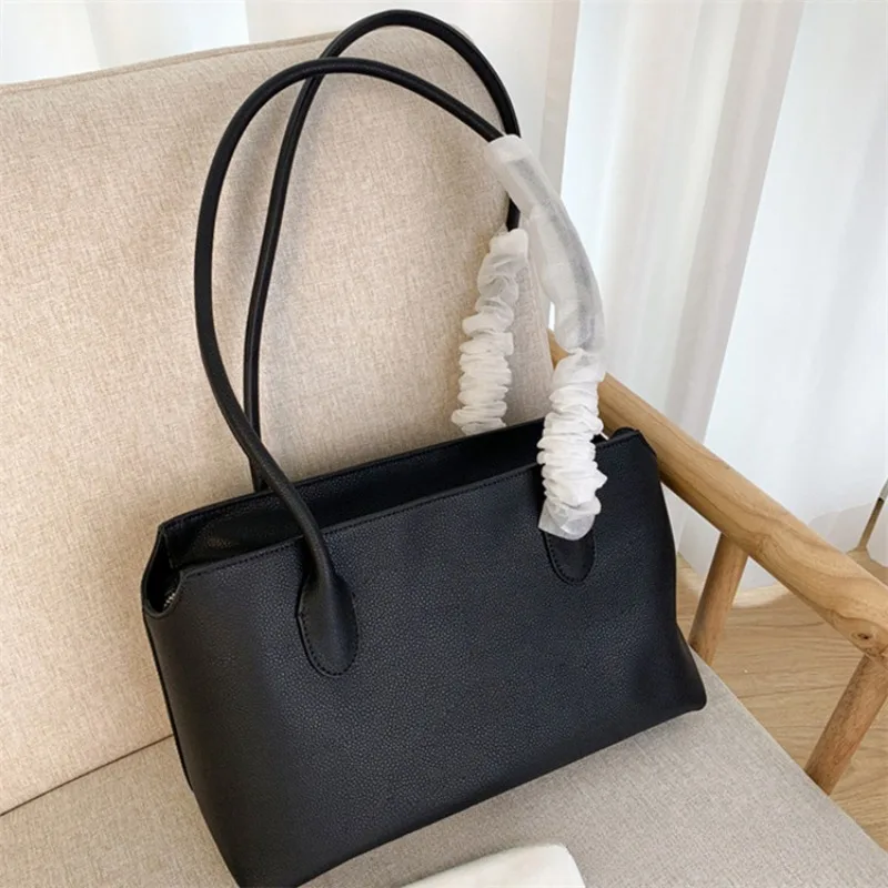 High-end Niche Row Fashion Simple Leather Long Shoulder Strap Underarm Bag Large Capacity Handbag Tote Bag Woman