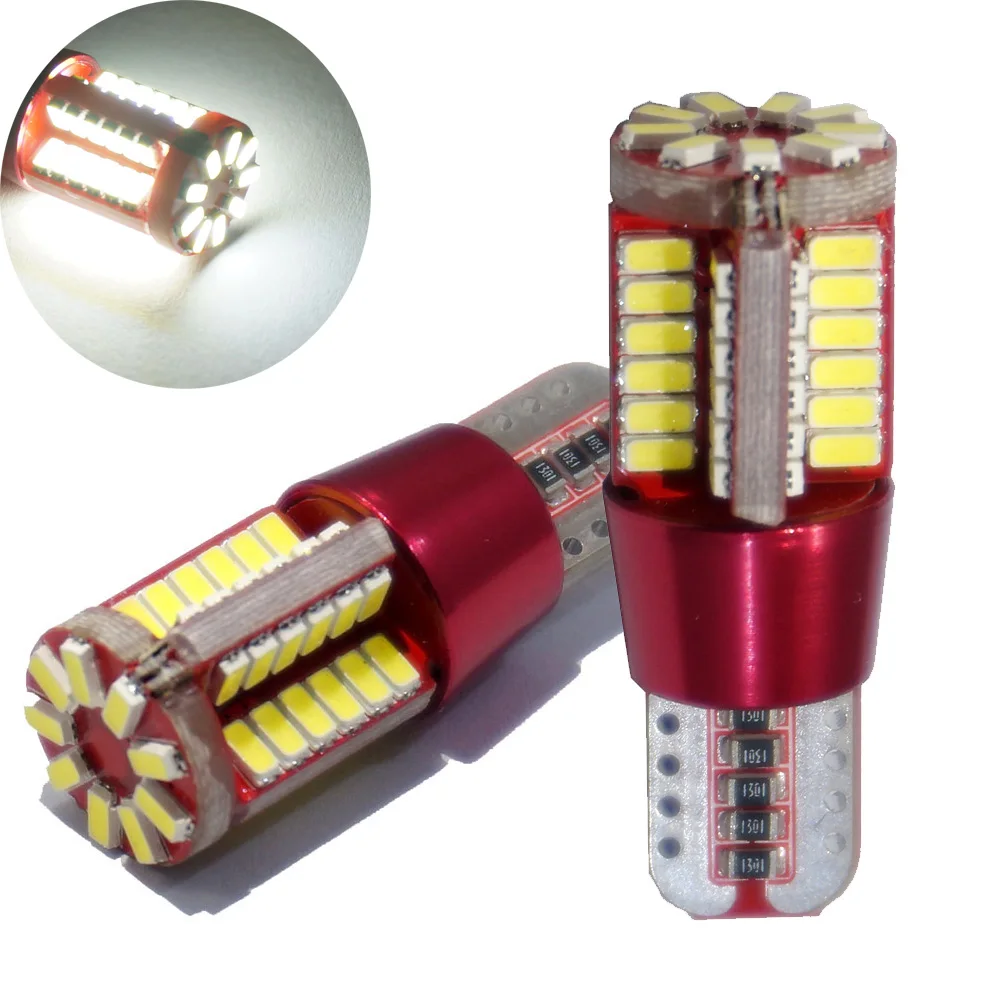 10PCS T10 W5W 192 Canbus 3014 57SMD No Error Auto Wedge Clearance Lights Bulb Car Marker Light Parking Lamp White Red Blue