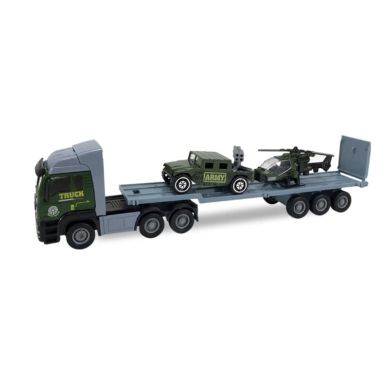 

1:87 Scale Truck Toy Tractor Model Platform Truck Mini Trailer Tractors Alloy Trailer Kids Toys Cars Transporter