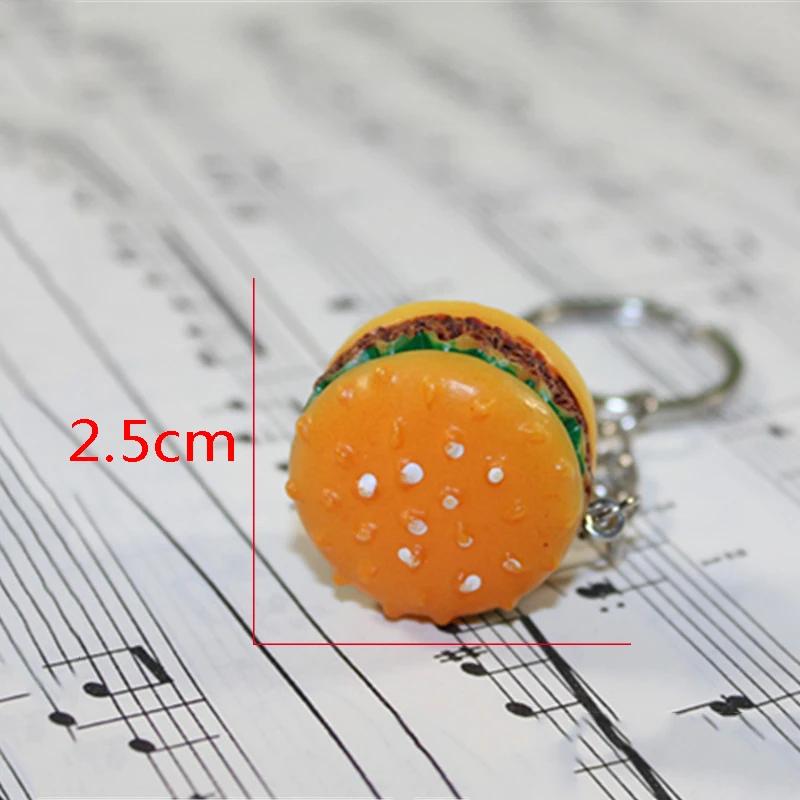 1PCS Cute Mini Simulation Food Key Chain Handmade Resin Hamburger Cake Keychain Gift Pendant Accessories Lovely Keyring Jewelry