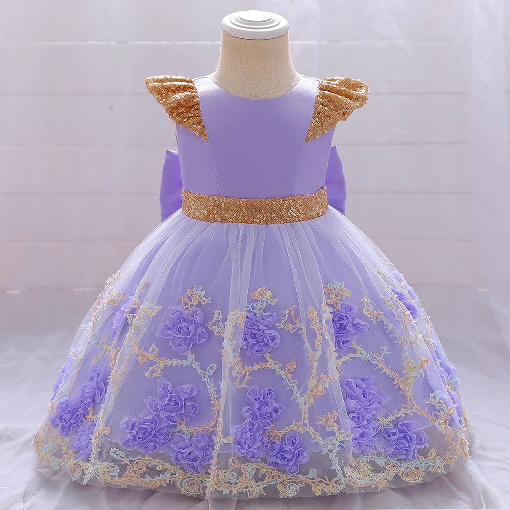 Flower Girls Princess Party Dress Baby Girl 1st Birthday Tulle Dresses Toddler Big Bow Tulle Fashion Clothes Infant New Clothing