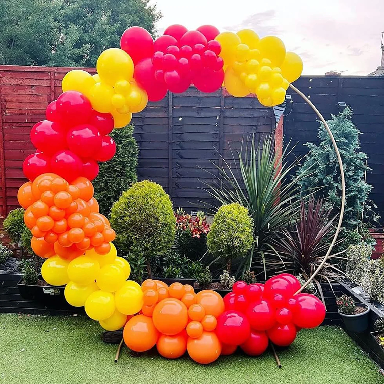 130pcs red, yellow, orange latex balloon arch set for birthdays, weddings, gender reveal, bachelorette party, family reunion