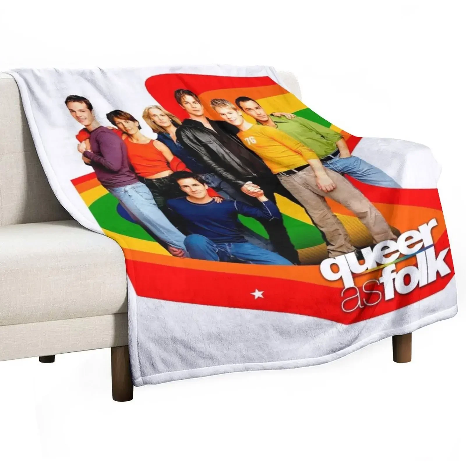 

Queer as folk Rainbow version Throw Blanket manga For Baby Decoratives Bed linens Blankets