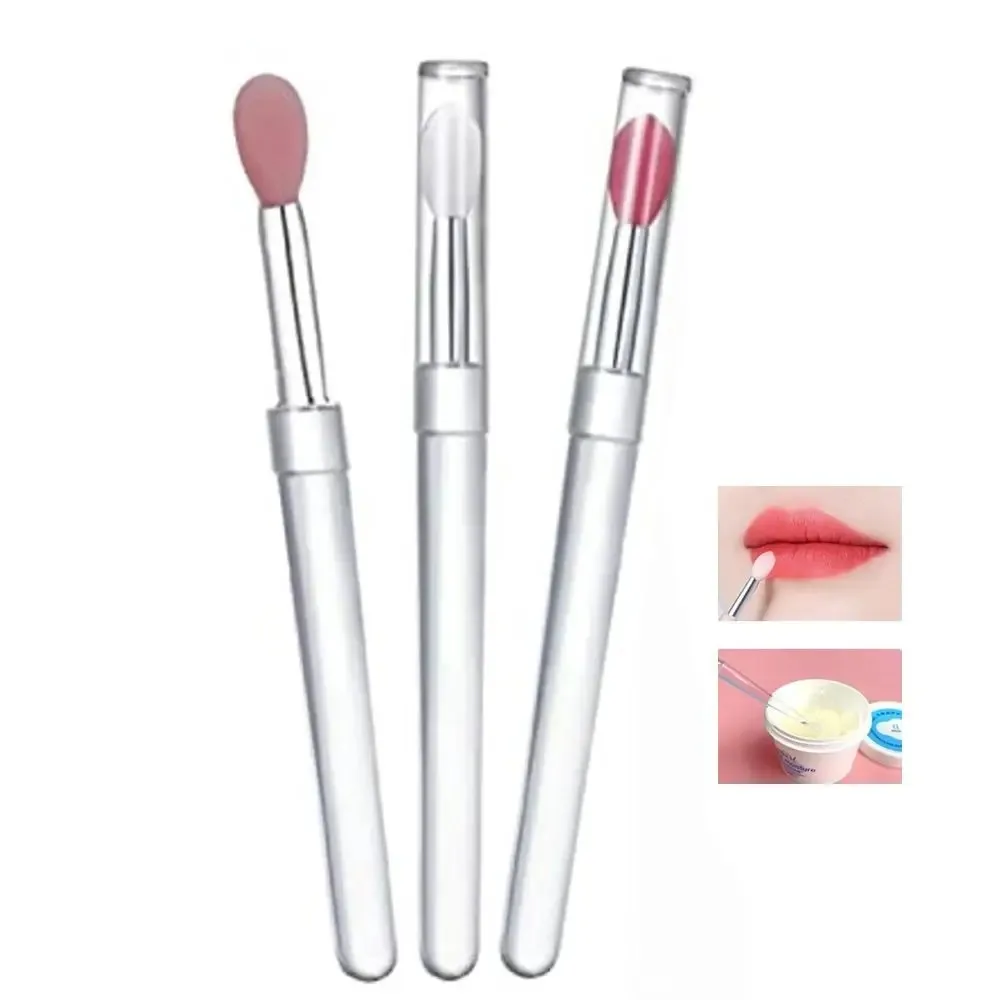 Flat Silicone Applicator Sticks Reusable Lip Brush New Chrome Applying Pigment Silicone Brush Silicone Nail Powder Manicure Tool