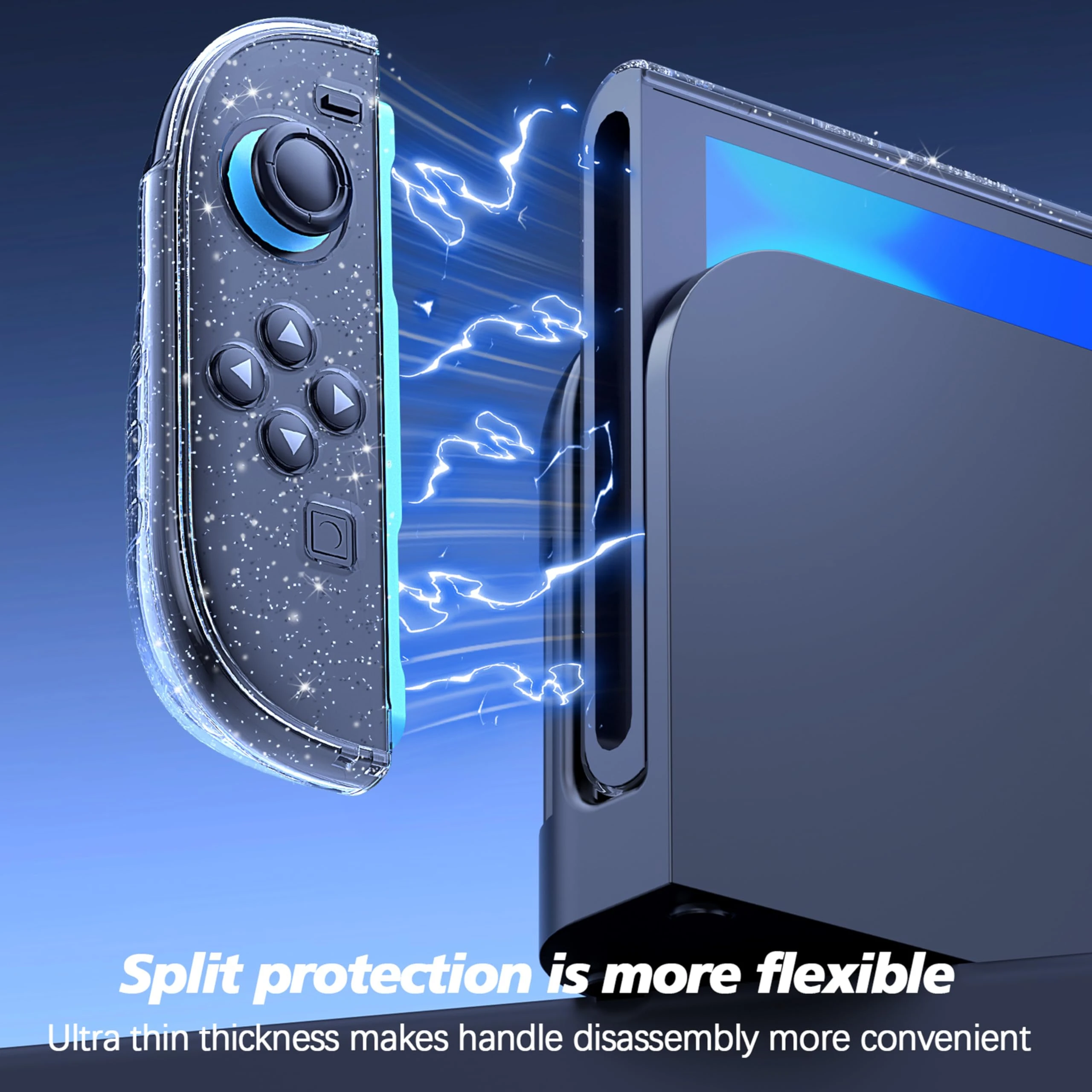 Przezroczyste, brokatowe etui dokujące do Nintendo Switch 2 (2025), smukłe, ochronne etui PC na Joy-Cony, twarda obudowa. — zdjęcie produktu 4